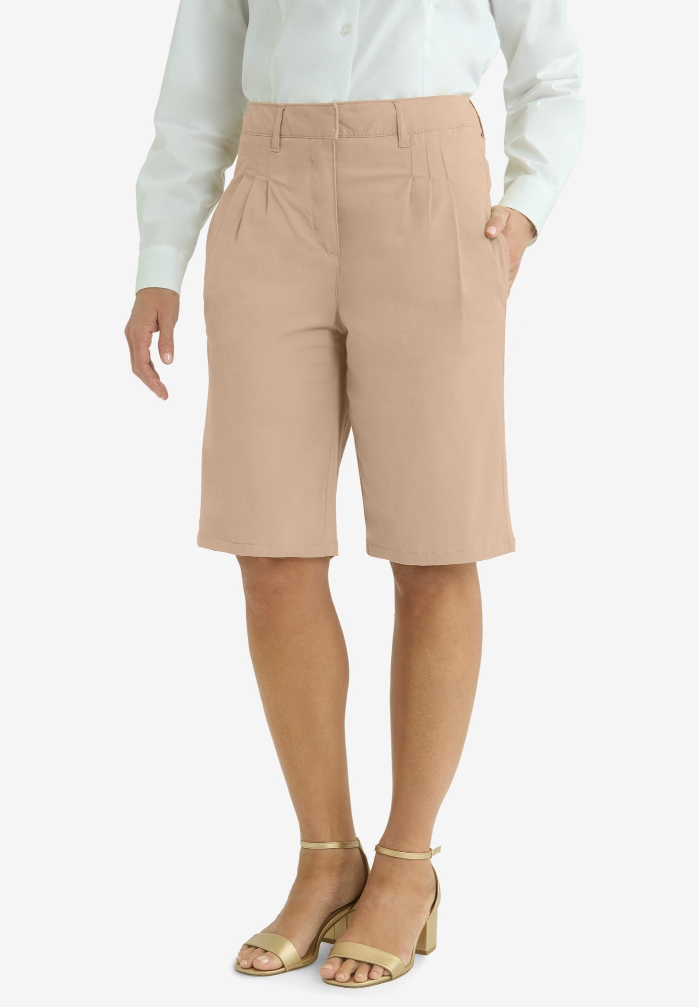 Plus Size Women's Stretch Chino Short by Jessica London in New Khaki (Size 18 W)
