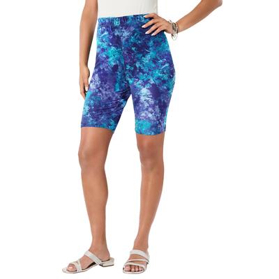 Plus Size Women's Essential Stretch Bike Short by Roaman's in Navy Blue Texture (Size 2X) Cycle Gym Workout