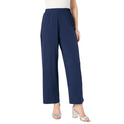 Plus Size Women's Ultrasmooth® Fabric Cropped Pant by Roaman's in Navy (Size 14/16)