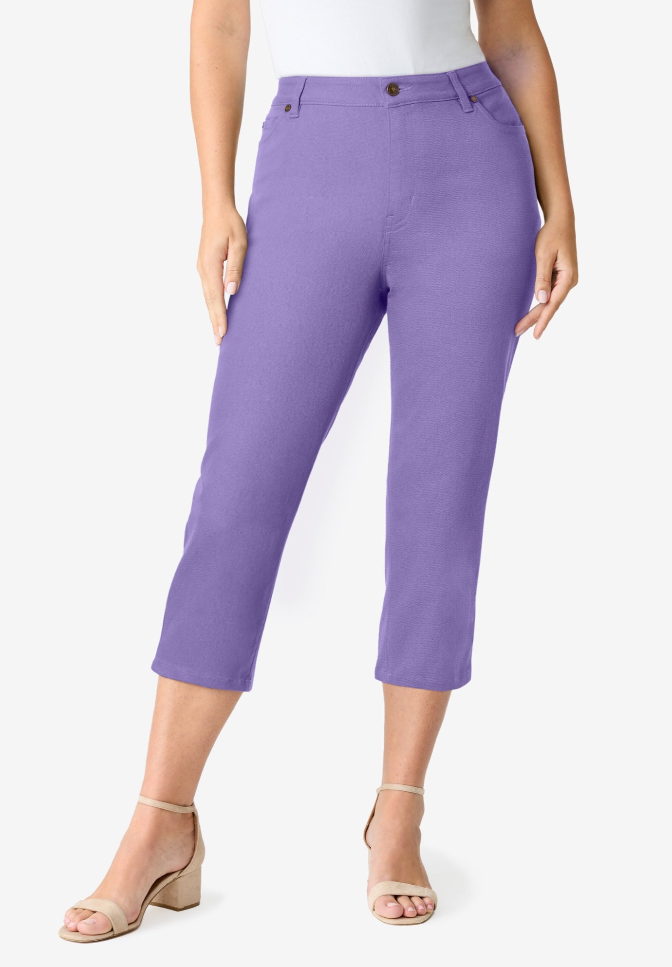 Plus Size Women's Plus Size Classic Stretch Capri Jean by Denim 24/7 by Roamans in Vintage Lavender (Size 18 W)