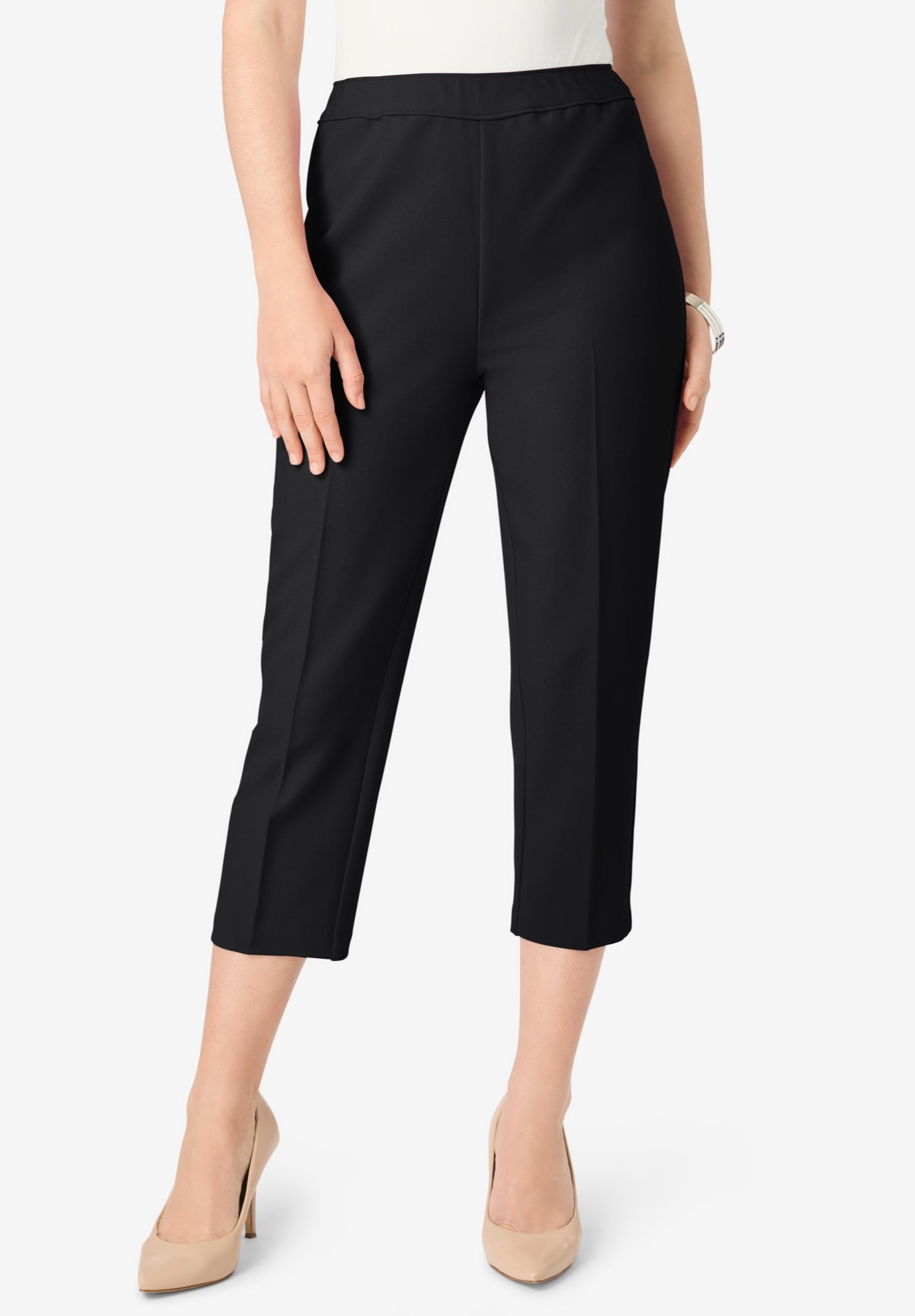 Plus Size Women's Plus Size Bend Over® Capri Pant by Roaman's in Black (Size 38 W)