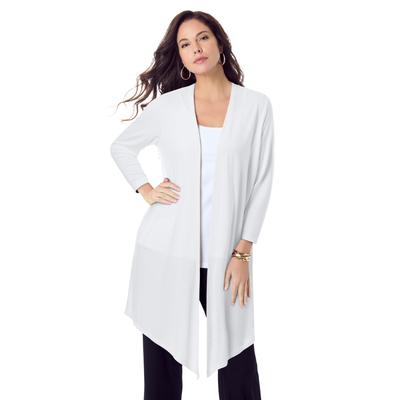 Plus Size Women's Ultra Drape Cardigan by Roaman's in White (Size 14/16)