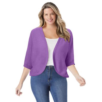 Plus Size Women's Rib Trim Cardigan Shrug by Woman Within in Pretty Violet (Size L) Sweater