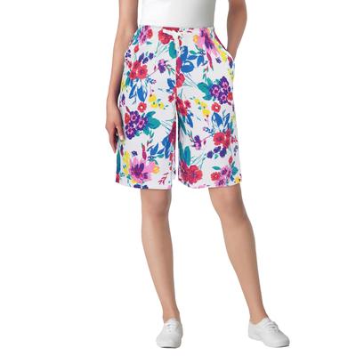 Plus Size Women's Sport Knit Short by Woman Within in White Coral Floral (Size 4X)