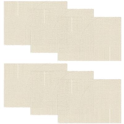 TEMU 4/6/8pcs Modern Linen Placemats Set - Rectangular Heat Resistant Table Mats, Machine Washable, Design For Dining Decor Image