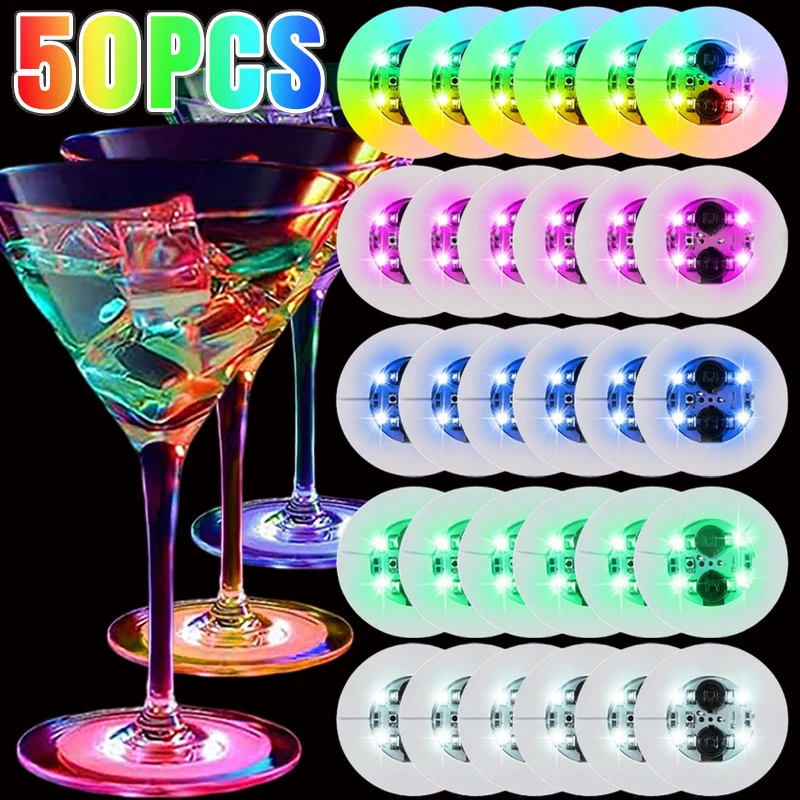 Großhandel führte leuchtende Untersetzer batterie betriebene beleuchtete Untersetzer Aufkleber Schnaps flasche Tasse Matte für Hochzeits feier Dekorationen Image