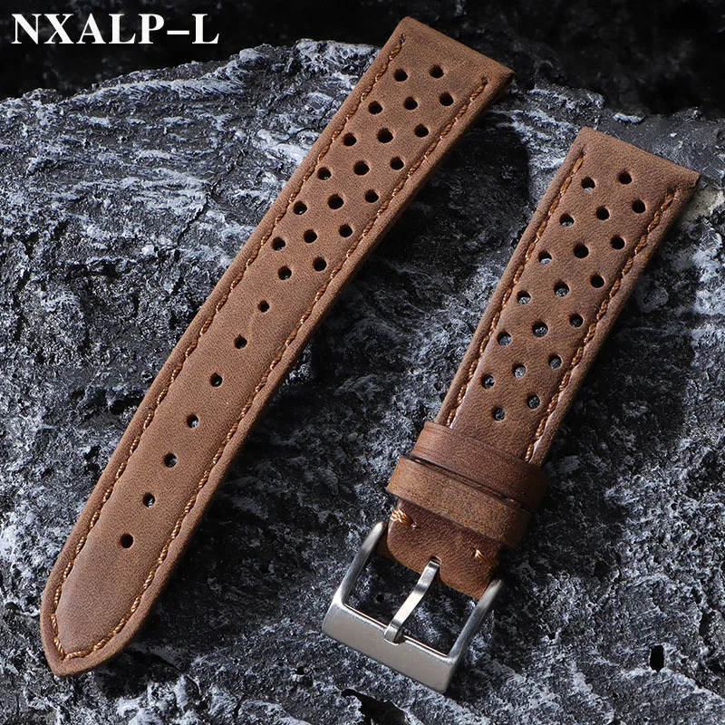 Atmungsaktives Retro-Rindsleder-Uhrenarmband für Tag Heuer für Seiko Uhrenarmband 18 mm 20 mm 22 mm Armband Herren Damen Armband Zubehör Image