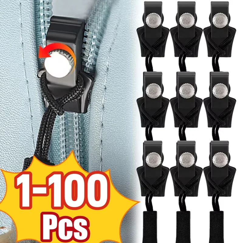 Universal Zipper Repair Kit Detachable Zipper Slider Pull For Jackets Luggage Bags Non-Slip Metal Zip Head DIY Sewing Supplies