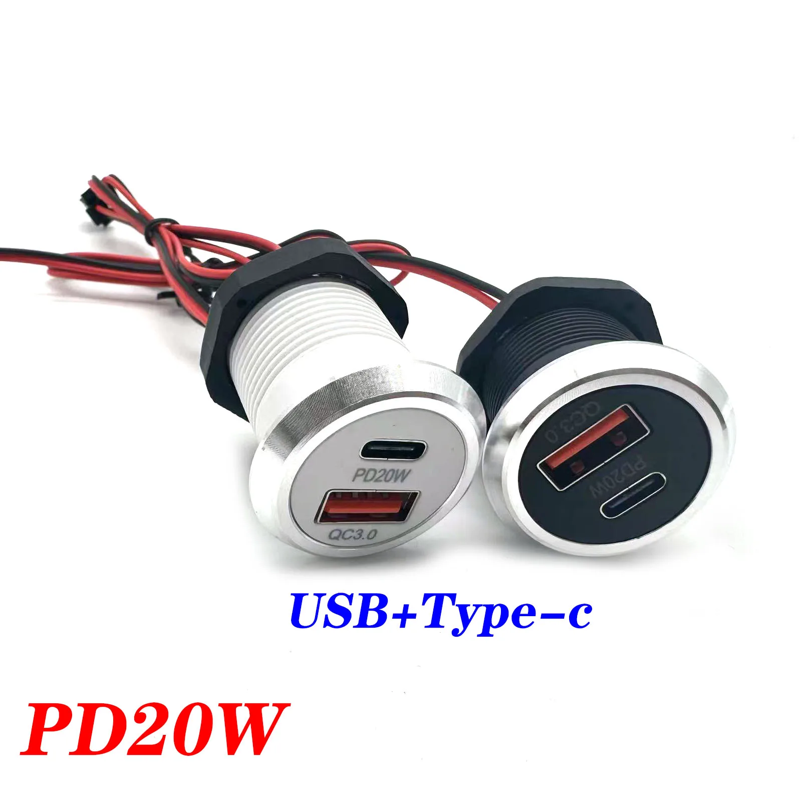 Verstecktes integriertes Desktop-USB-Ladegerät, 9 V/2 A, 5 V/3 A, 1 USB, 1 Typ-C, Mini-Schnelllade-Autoladegerät, eingebettete Auto-Steckdose Image