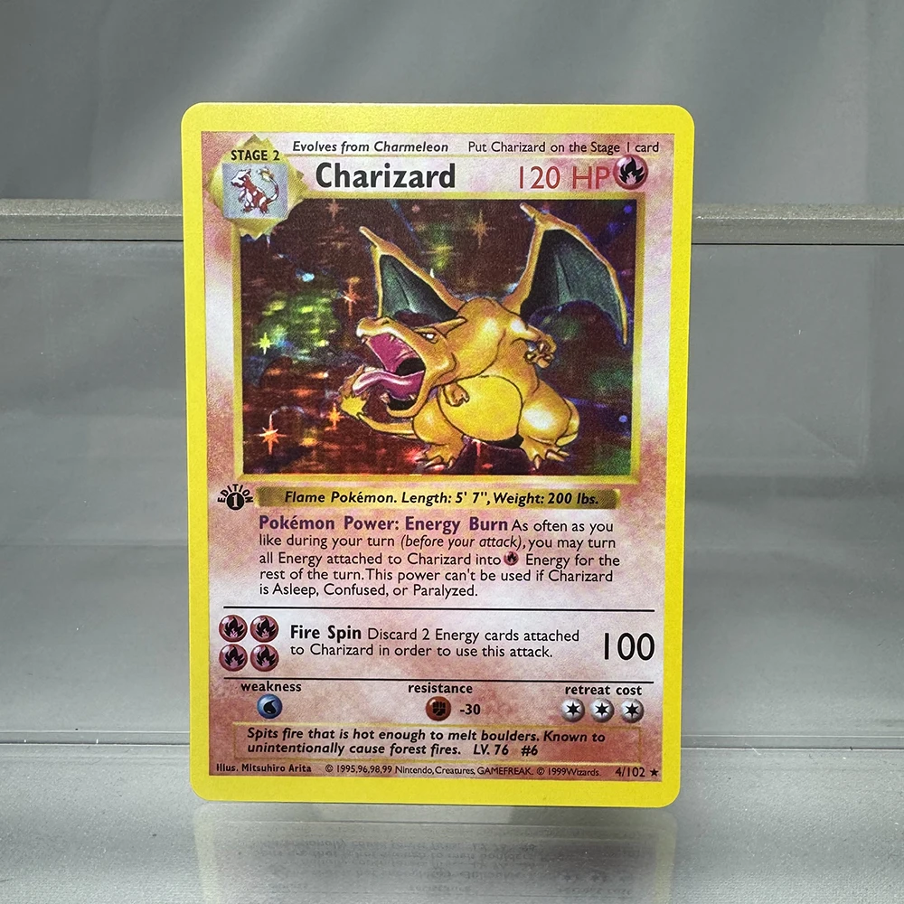 Carte PKM 1a edizione Charizard Blastoise Dragonite 1996 Set base Carte a foil singola Carte da gioco Carte proxy PTCG