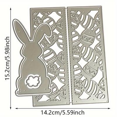 TEMU A Cutting Template For A Golden Easter Bunny Greeting Card For Pc, Used For Decorating Scrapbook Albums With Embossed Diy Paper Cards.