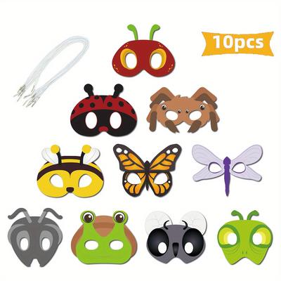 TEMU 10pcs Spring Bugs Paper Masks, Insect Theme Dress-up Party Accessory Favor Supplies