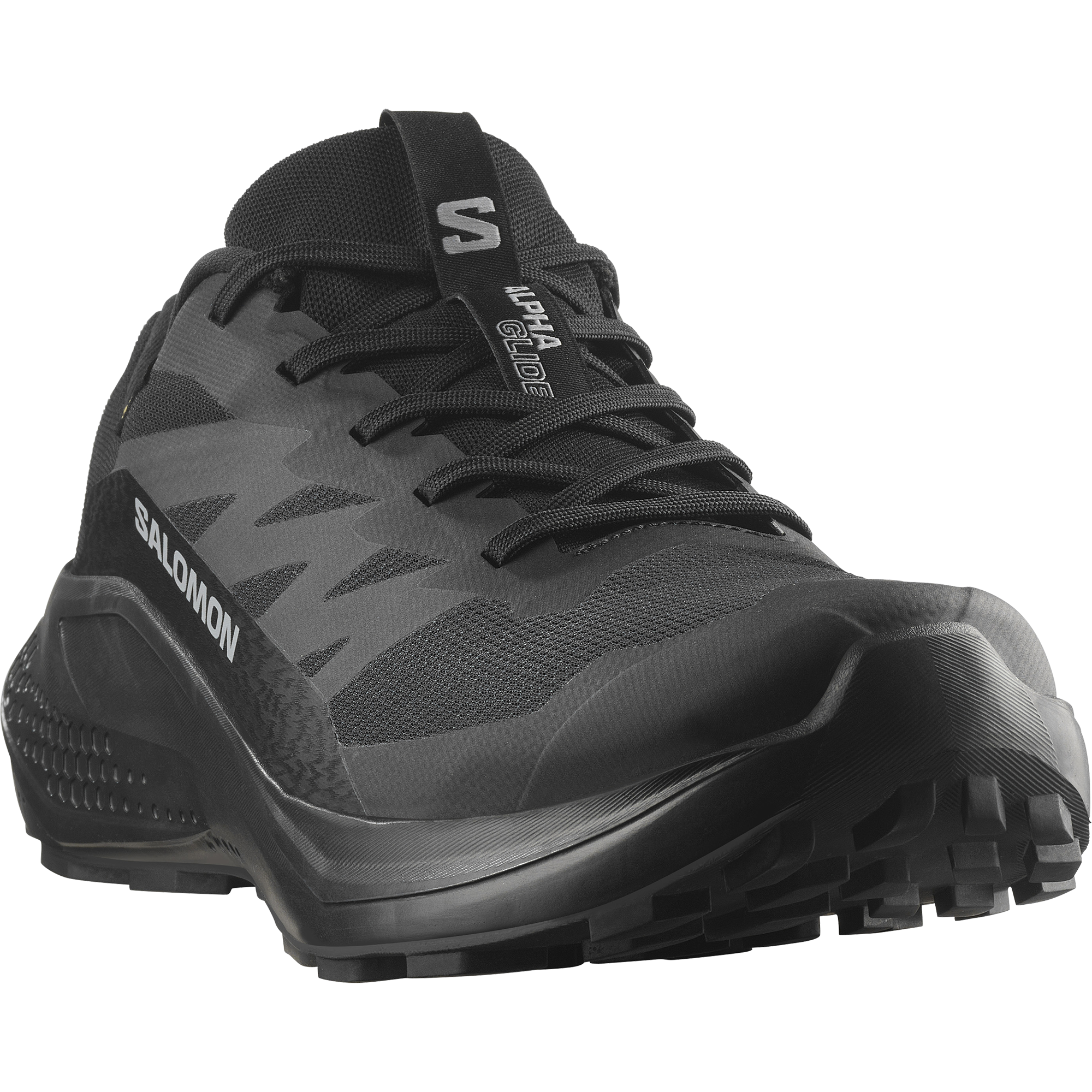 Trailrunningschuh SALOMON "ALPHAGLIDE GTX", Herren, Gr. 46, schwarz (schwarz, asphalt, schwarz), Synthetik, Textil, Schuhe, wasserdicht