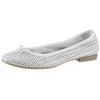 Ballerina TAMARIS, Damen, Gr. 39 (5,5/6), weiß (weiß, strukturiert), Leder, klassisch, Schuhe, Businessschuh, Halbschuh, Schlupfschuh mit hübscher Zierschleife