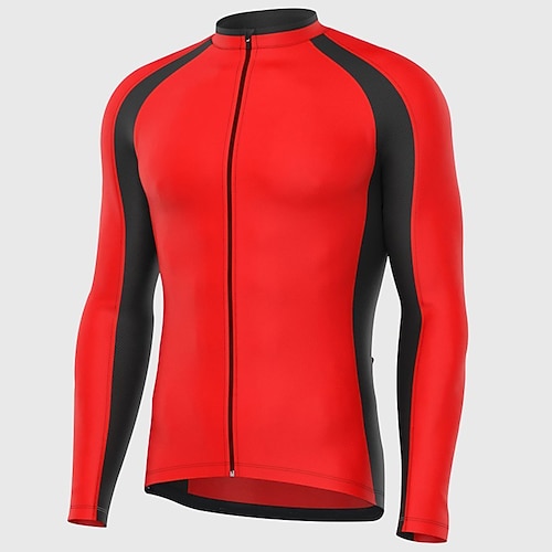 Herren Radtrikot Farbblock Langarm Fahhrad Trikot Oberteil mit 3 Gesäßtaschen Mountainbike MTB Straßenradsport Schnelltrocknend Reflektierende Streifen Rückentasche Feuchtigkeitsableitend Sport Image