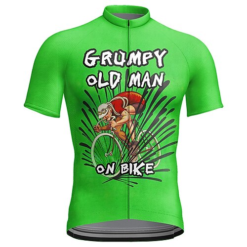 Herren Radtrikot Grafik Buchstaben Zahlen Lustig Kurzarm Fahhrad Oberteil mit 3 Gesäßtaschen Mountainbike MTB Straßenradsport Schnelltrocknend Reflektierende Streifen Rückentasche Image