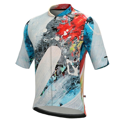 21 Gramm Herren-Radtrikot Kurzarm-Radtrikot Sommer-Fahrradbekleidung mit Taschen MTB Atmungsaktiv und schnell trocknend Blau/Gelb Image