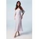 Oasis Womens Rose Jacquard Puff Sleeve Asym Detail Bridesmaids Midi Dress - Lilac - Size 8 UK | Oasis Sale | Discount Designer Brands