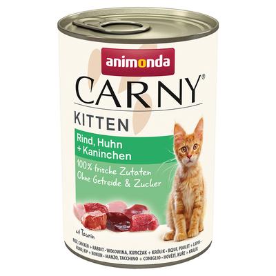 24x400g Beef, Chicken & Rabbit Kitten Carny Animonda Wet Cat Food