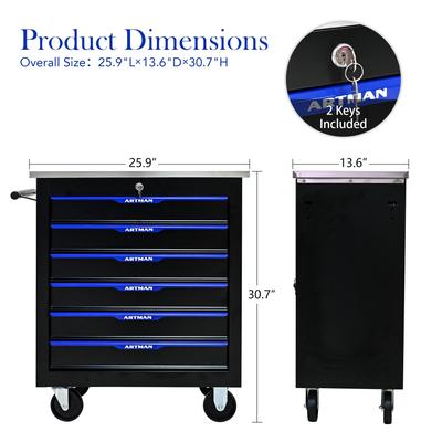 Versatile 6-Drawer Tool Cart with Smooth Mobility and Secure Locking
