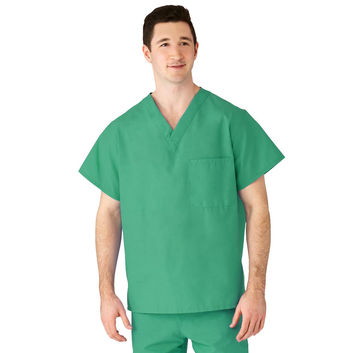 Medline AngelStat Unisex Reversible V-Neck Scrub Top with 2 Pockets, Jade, Size 4XL, Color Code, 1 EA (M610NTJ4XL-CM)