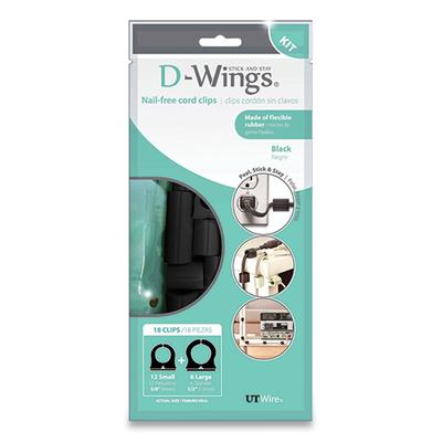 UT Wire D-Wings Nail-Free Cord Clips, 12 Small 0.38