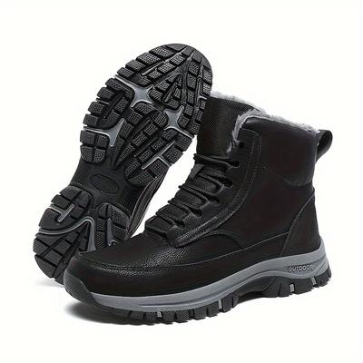 TEMU Men's Casual Snow Boots, High-top Lace-up Boots With Lined For Outdoor Walking Hiking Mountaineering, Autumn And Winter