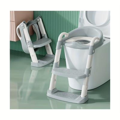 TEMU Adjustable Potty Training Ladder With Soft Cushioned Seat - Collapsible, Non-slip Toilet Stairs For , Guard Included - Ideal Christmas Gift For , Potty Training Seat