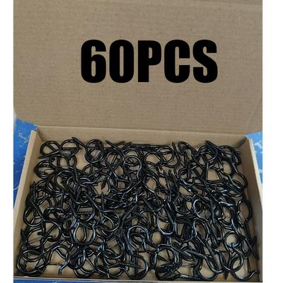 TEMU 30/32/60/120pcs Heavy Duty Metal Q Hooks With Safety Lock - Anti-rust Screw Hooks For Plants, Lights, And Bird Feed - Multifunctional Indoor And Outdoor Use Image