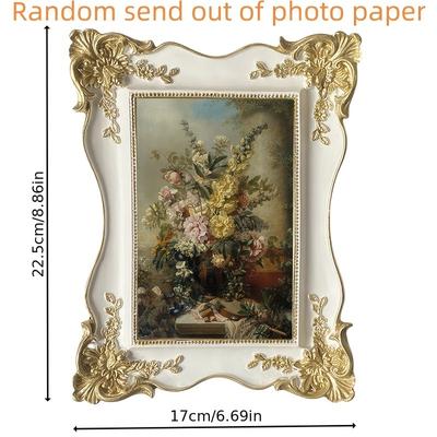 TEMU 1pc Resin Picture Frame, Embossed , Varnished Finish, Vertical Orientation, Single Photo Display, Lightweight, Oblong Shape, Family Theme, No Electricity Needed Image