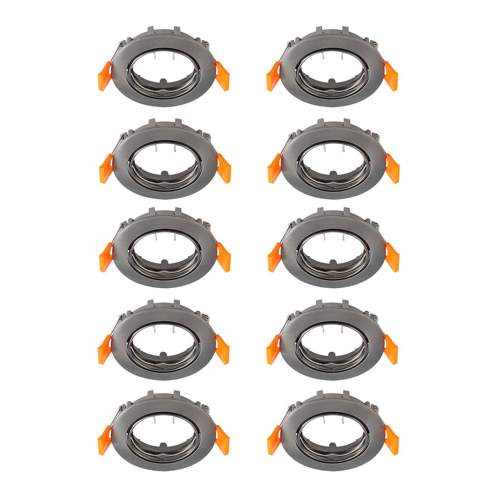 Prios Deckeneinbauleuchte Fibur, dunkelgrau, Ø8cm, 10er-Set Fibur PRIOS, dimmbar, alu / grau / zink, für Wohn- / Esszimmer, Metall, Modern