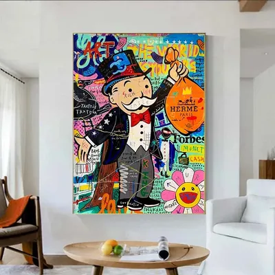 Alec Monopoly Canvas Poster Graffiti Wall Art Money Print Canvas Paintings The World is Yours Modern