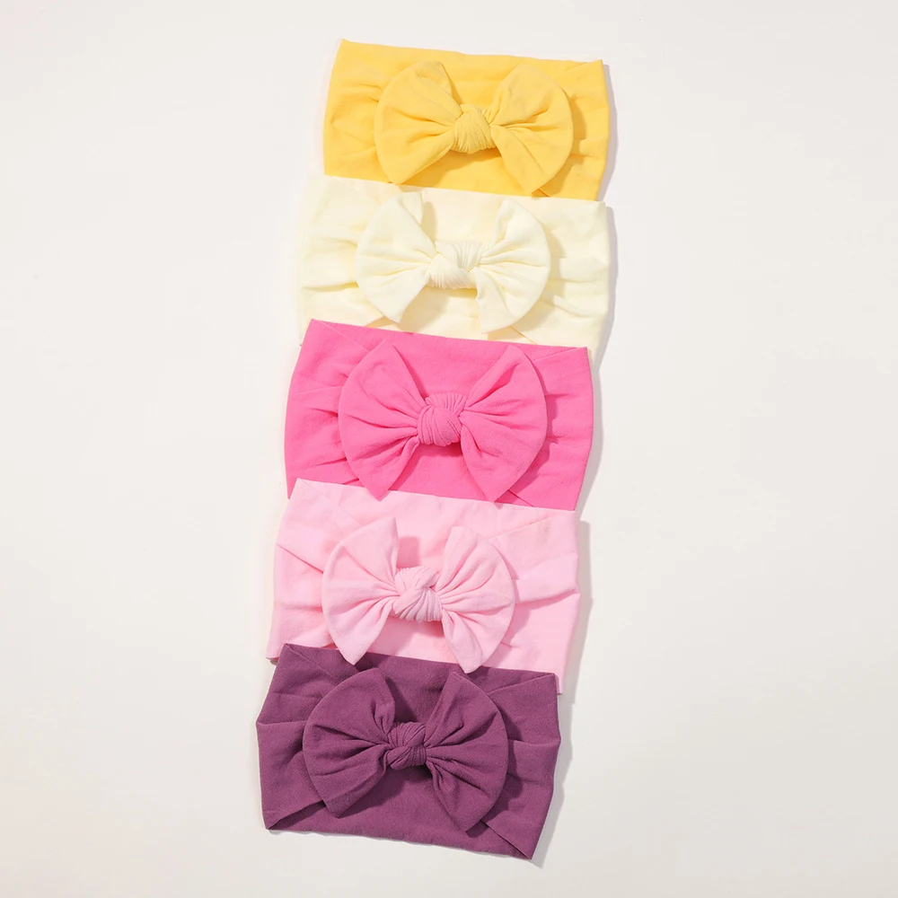 5Pcs Cute Bows Baby Headband Soft Elastic Baby Girl Hair Bands For Newborn Infant Turban Headwear Baby Hair Accessories
