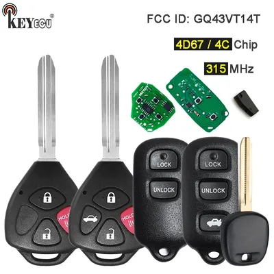 KEYECU 315MHz 4D67 / 4C Chip FCC ID: GQ43VT14T Remote Control Key Fob for Toyota Camry Corolla Matrix Sienna Solara 1999-2008