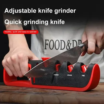 1Pc Black/Red Stainless Steel Kitchen Facilitative Sharpener Tool Angle Adjustable Five In One Knife