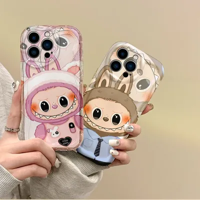 Cute P-Pop Mart Labubu Cartoon Phone Case For iPhone 16 Pro Max Case 15 14 13 12 11 8 7 Pro X XR XS