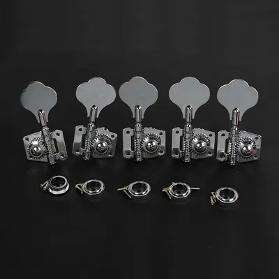 FLEOR 5pcs 4R1L Bass Tuning Pegs 5 Strings Machine Heads Tuners Chrome /Black