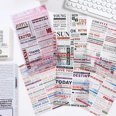 6 Sheets Quote Stickers Vintage Scrapbook Stickers for Journals Supplies Journaling Junk Planners