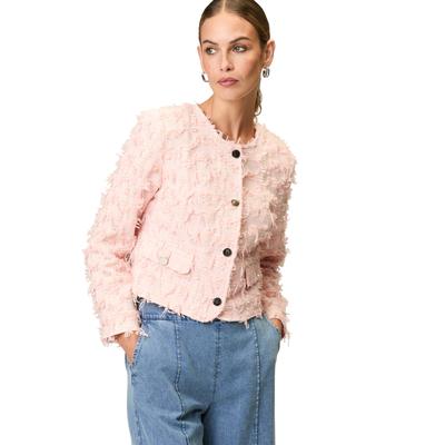Jackenblazer ZERO "zero Bouclè-Blazer mit Klappentaschen", Damen, Gr. 42, silber (silber pink), Bouclu00e9, Obermaterial: 100% Polyester. Ärmelfutter: ohne Futter., Strukturmuster, elegant, figurbetont normal, Rundhals, Langarm eng, Blazer, Knopfleiste Image
