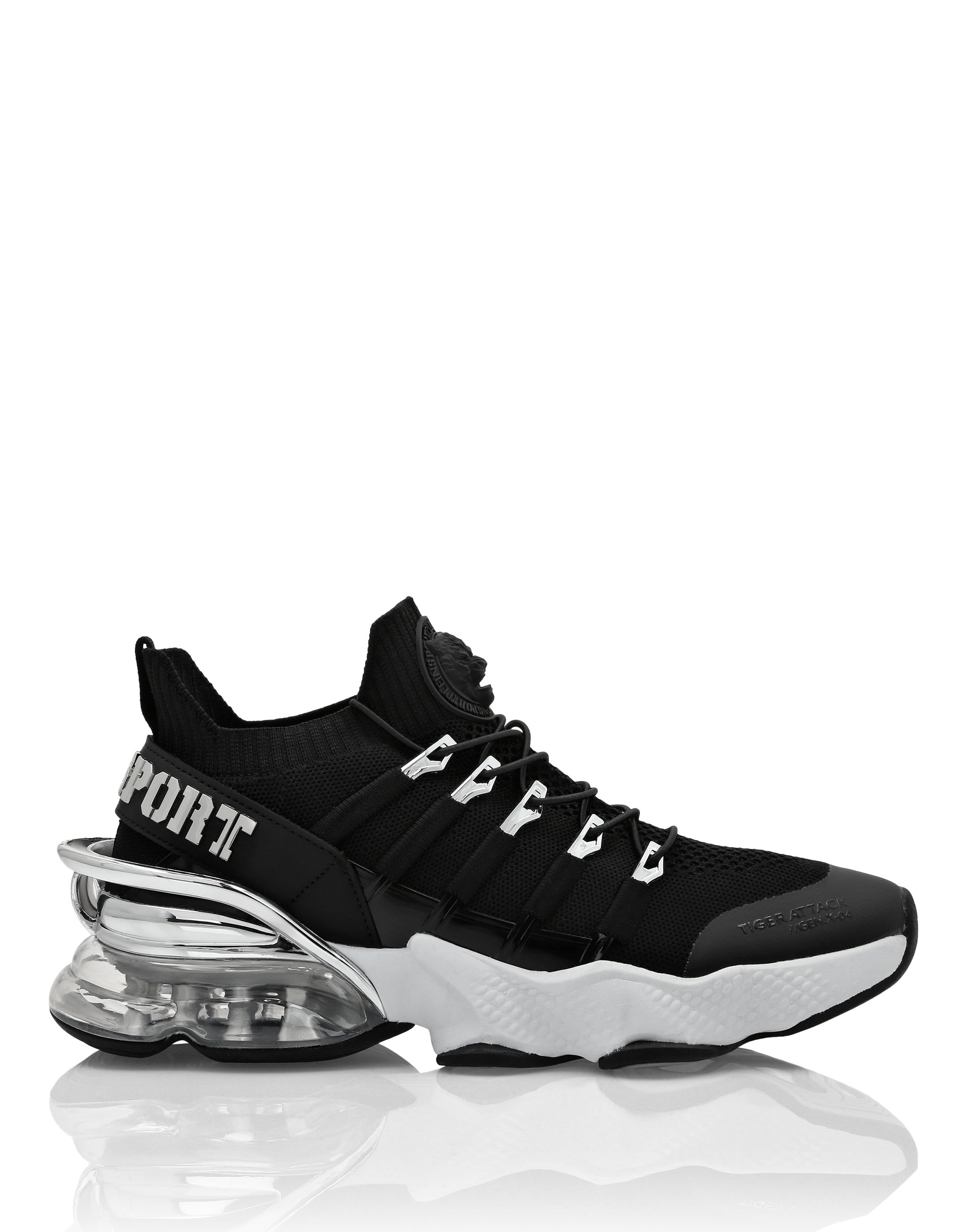 Sneaker PLEIN SPORT "Tiger Attack//Gen.x.04", Gr. 39, Normalschaft, schwarz-weiß (0201, schwarz, weiß), Schuhe