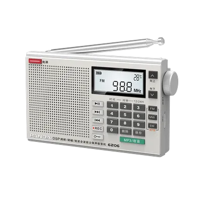 PANDA Portable Radio, 3-Band FM,MW,SW Radio with Headphone, Clock, Temperature Thermometer, LCD