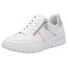 Sneaker RIEKER, Damen, Gr. 43, silber (weiß, silberfarben), Leder, kontrastfarbene Details, sportlich, Schuhe Sneaker, Schnürschuh, Halbschuh, Freizeitsneaker, seitlicher Reißverschluss