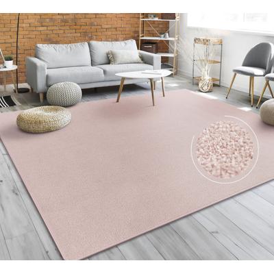 Teppich PACO HOME "Porto 890", rosa (rosé), B:140cm H:13mm L:200cm, Obermaterial: 100% Polypropylen, Teppiche, Kurzflor, Uni-Farben, ideal im Wohnzimmer & Schlafzimmer Image