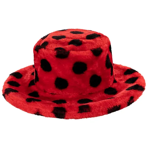 Chapeau en peluche ""Coccinelle"", noir/rouge