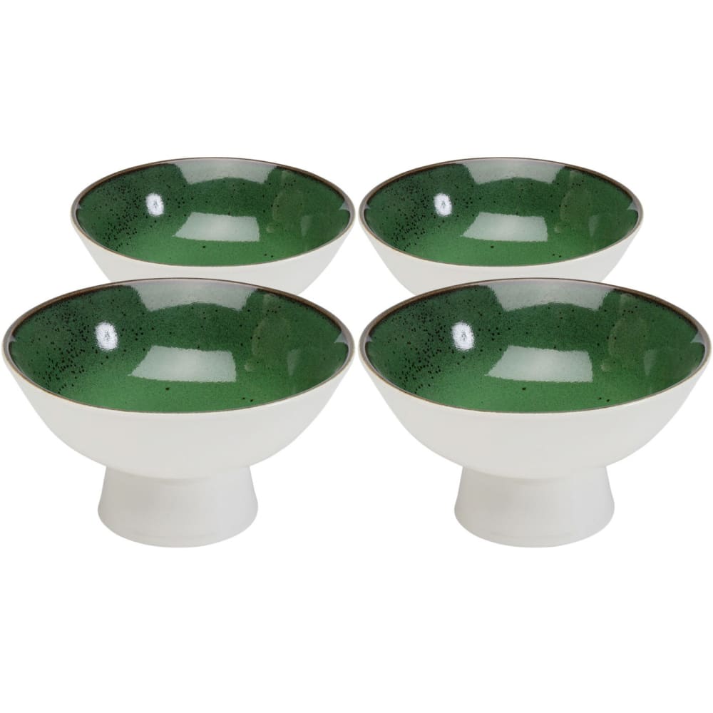 Bol en porcelaine verte et blanche D17 - Lot de 4
