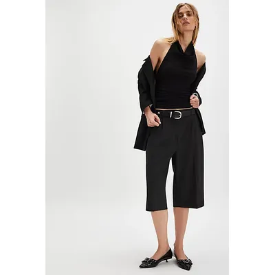 Clean Knee Length Trouser Shorts at Free People in Charcoal, Size: US 2