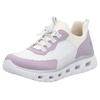 Slip-On Sneaker RIEKER SPORT "vegan", Damen, Gr. 38, weiß (weiß, flieder), Lederimitat, Textil, sportlich, Schuhe, Slipper, Halbschuh, Freizeitsneaker mit MemoSoft-Ausstattung