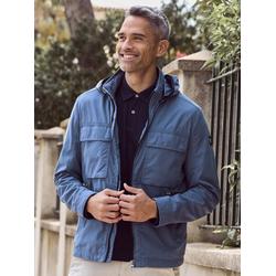 Outdoorjacke LERROS "LERROS Shell-Blouson mit abnehmbarer Kapuze", Herren, Gr. L, blau (crispy blau), 75% Baumwolle, 25% Polyamid, Langarm, Jacken, Keine Angabe