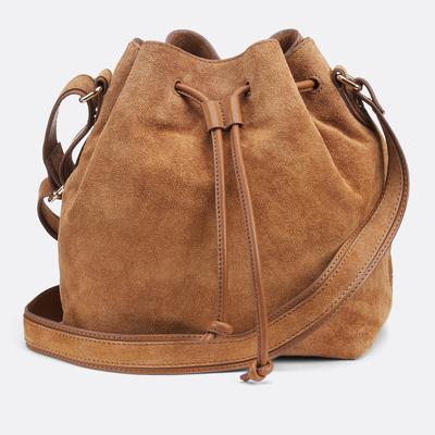 Smooth Leather and Suede Bucket Bag