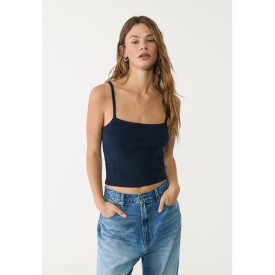 Stradivarius Knit top with thin straps Navy blue XL